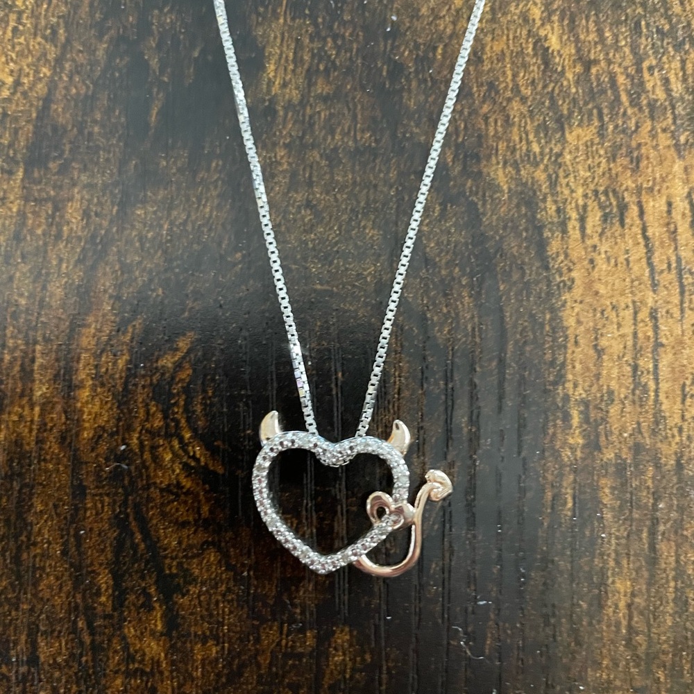 Heart Pendant Necklace with Silver and Gold Accents
